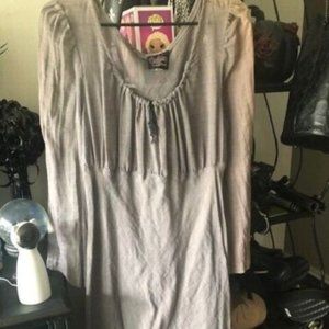 Asylum Gray Black Lace Puffed Bell Sleeve Goth Gothic Ghost Dress XL RARE